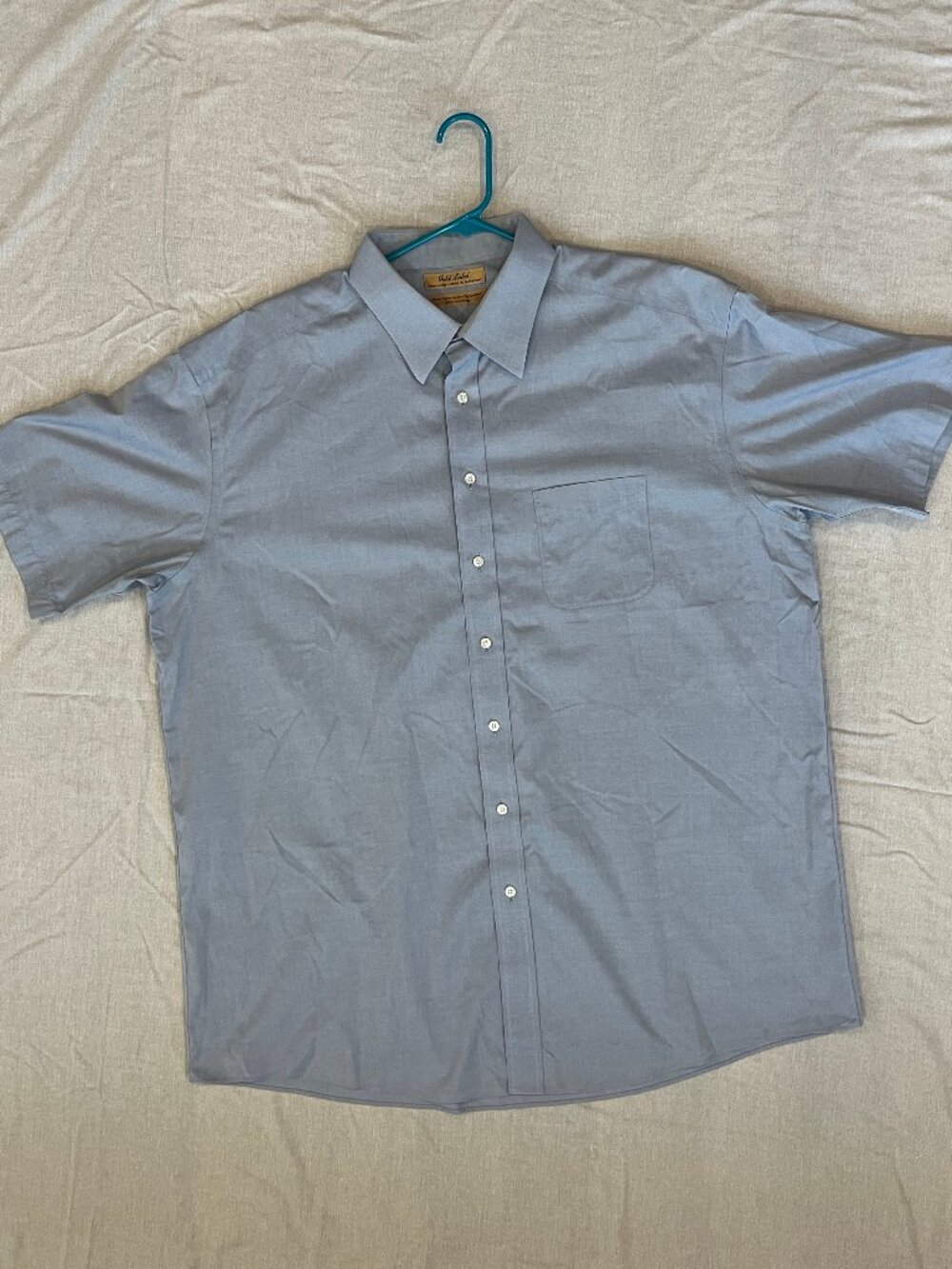 Roundtree & Yorke Gold Label Men's Button Blue/Grey Short Sleeve 100% Cotton  18